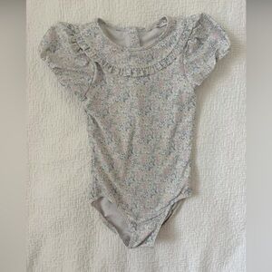 Girls' Floral Ruffle-Trim One-Piece Bodysuit in Pastel